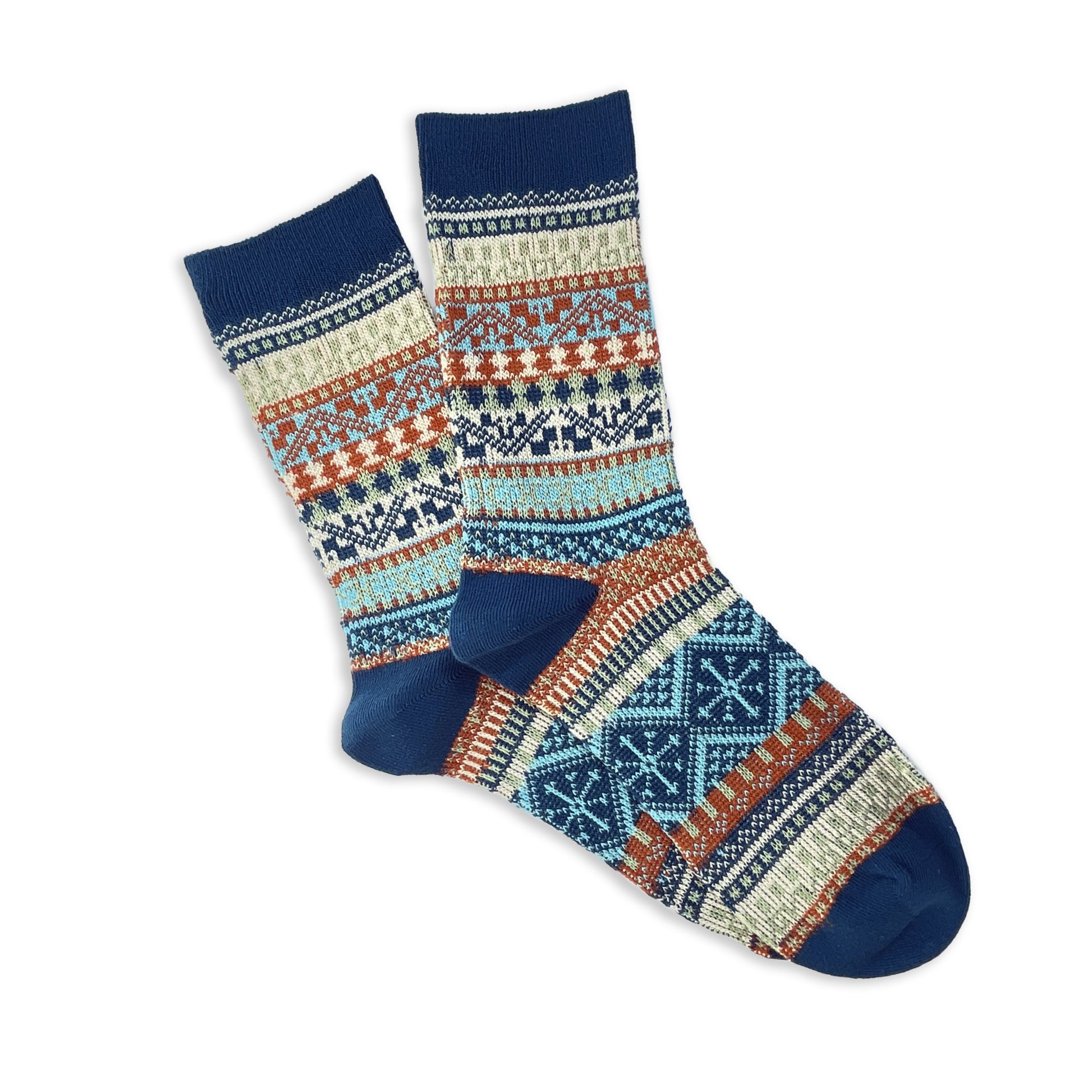 Aztec Fairisle Unisex Ankle Socks - Teal
