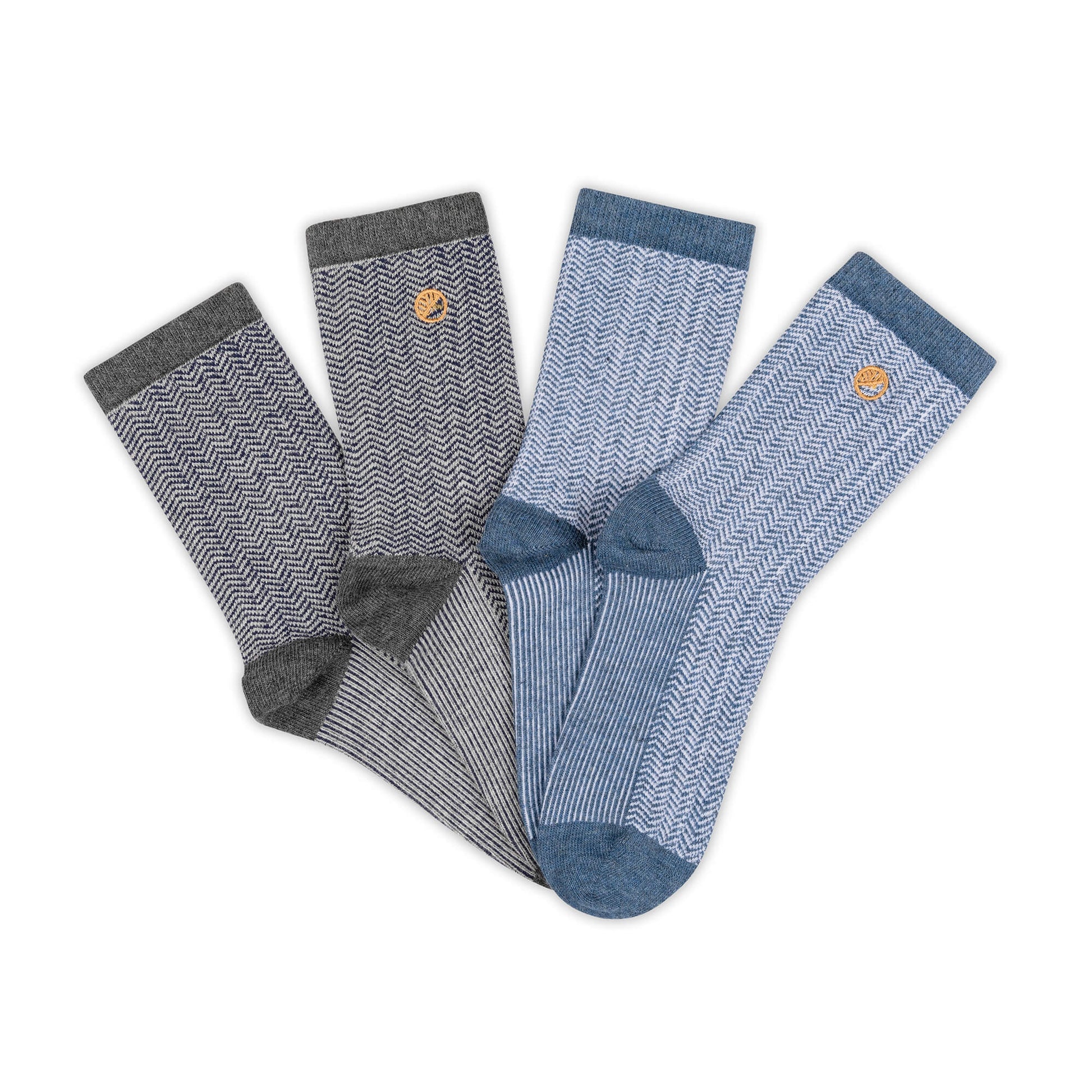 Kids Blue and Grey Chevron Socks 2 Pack
