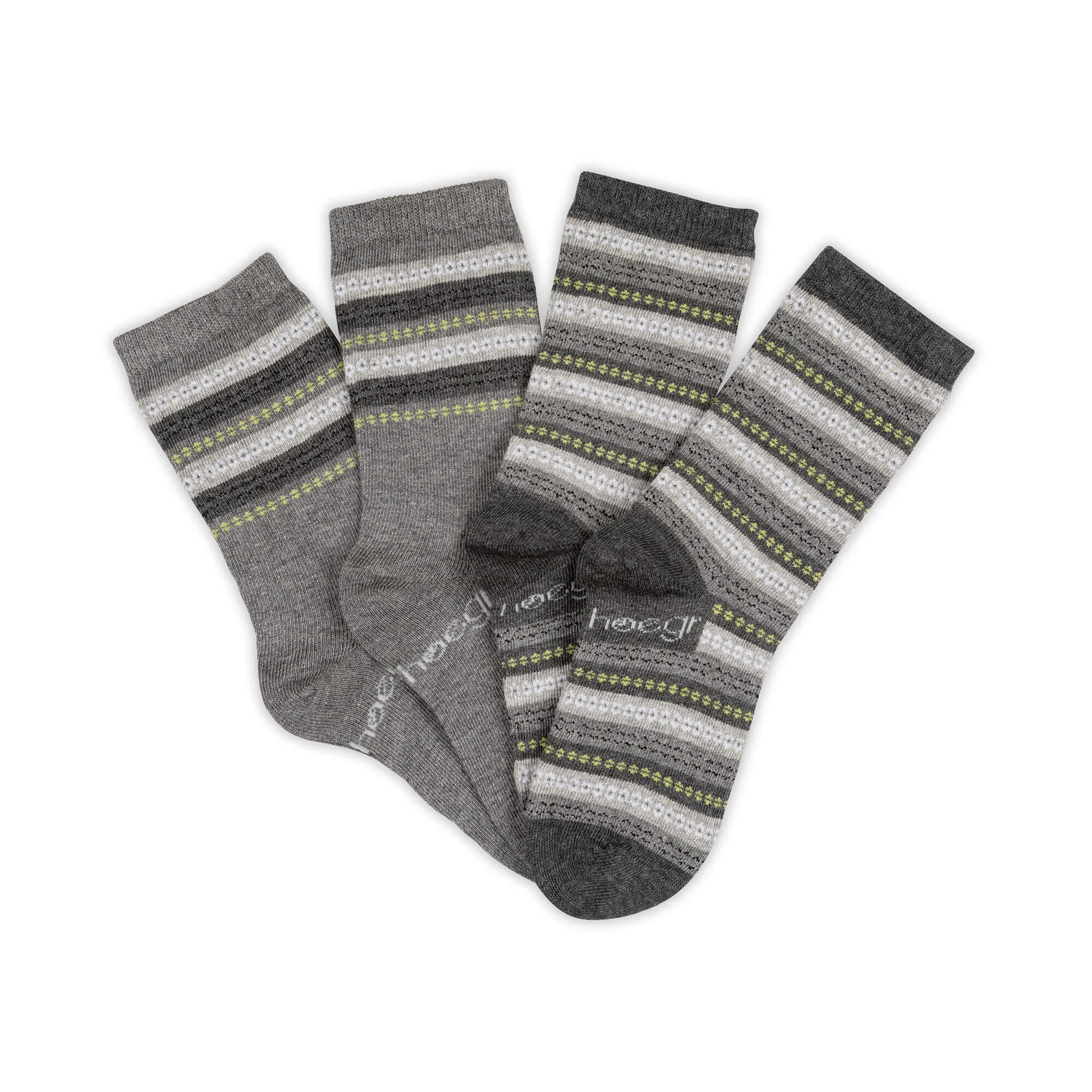 Kids Grey Fairisle Socks 2 Pack