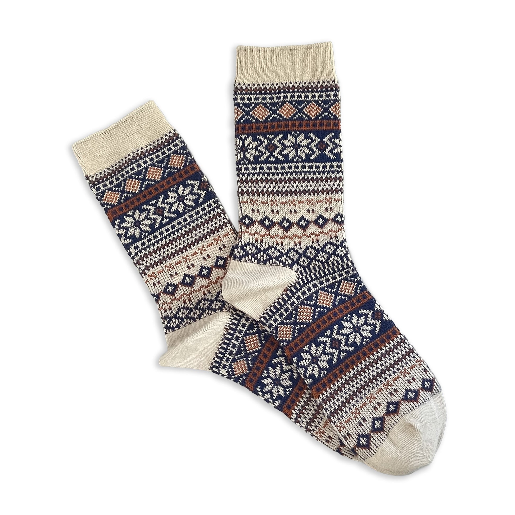 Traditional Fairisle Unisex Ankle Socks - Beige
