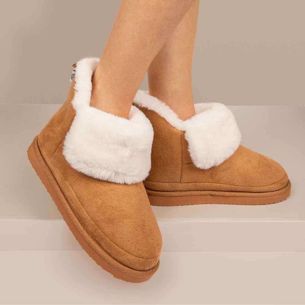 Women's Micro Suede Bootie Slippers Lifestyle Shot 1