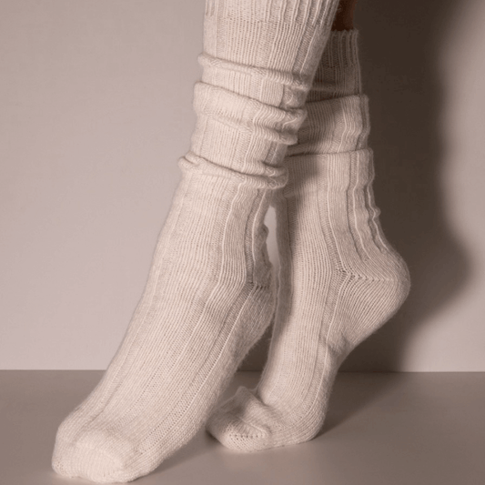 Women's Cream Cashmere Socks - Lifestyle