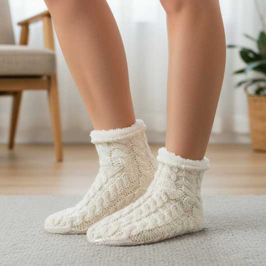 Cream Cable Cropped Bootie