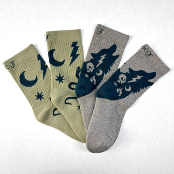 Kids Wolf Graffiti Sport Socks