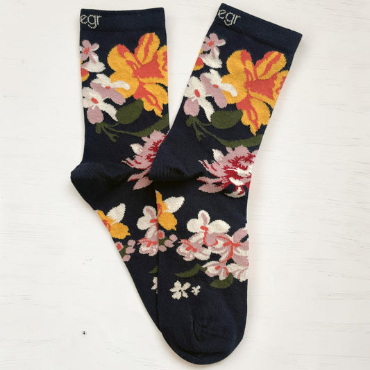 Large Daffodil Floral Ankle Socks