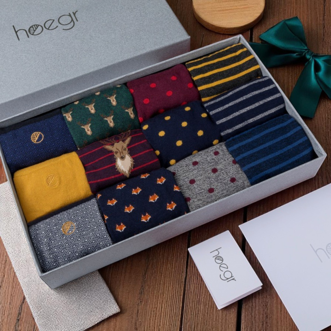 Men's 12 Pack Luxury Sock Gift Box | Designer's Choice | Hoegr