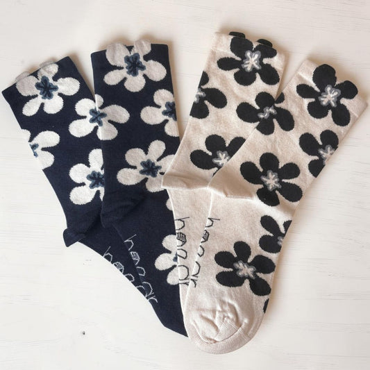 Monochrome Floral Women's Ankle Sock