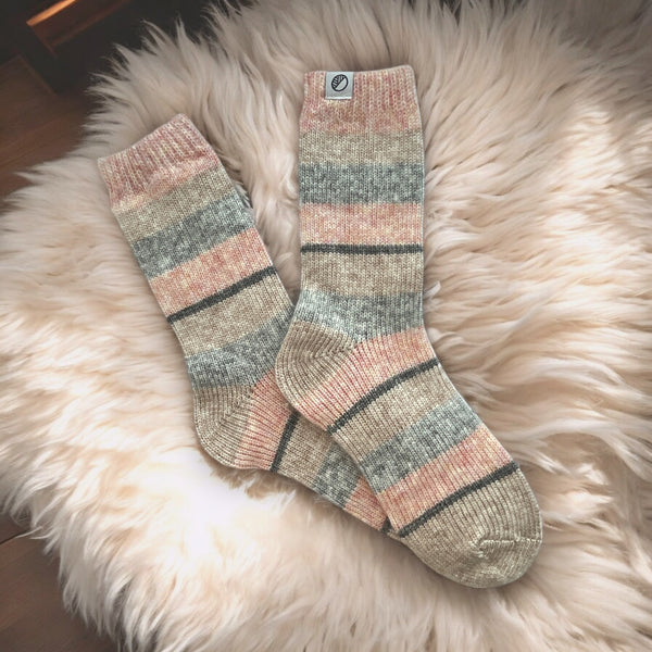 Chunky Pink Stripe Slipper Sock