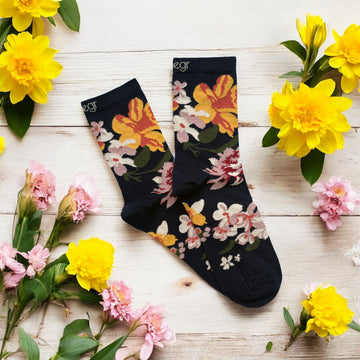 Large Daffodil Floral Ankle Socks